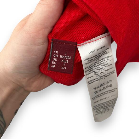 Comptoir Des Cotonniers Red Draped Cardigan Sweater Size 1 Small Anthropologie - Picture 12 of 12